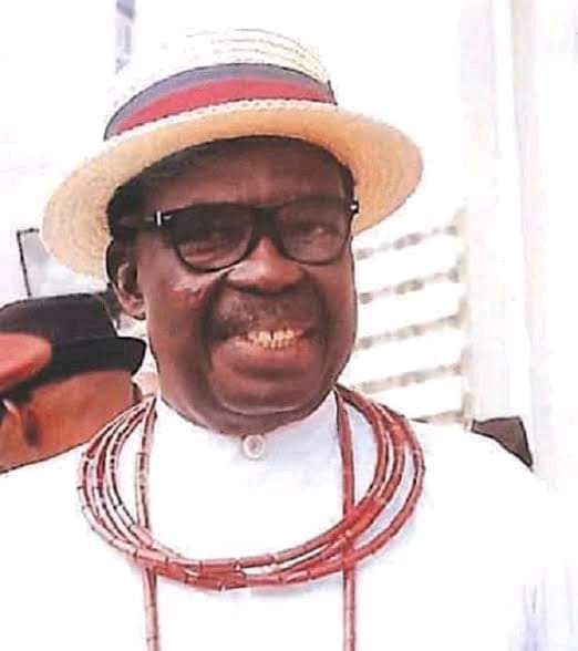Late Chief Johnson Modika Barovbe, JP, Aghwotu of Urhoboland, in traditional Urhobo regalia